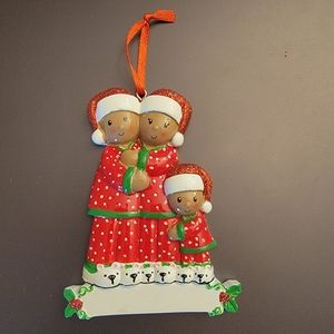 NWT Polar X Ornaments African American Family of 3 Personalize It Ornament
